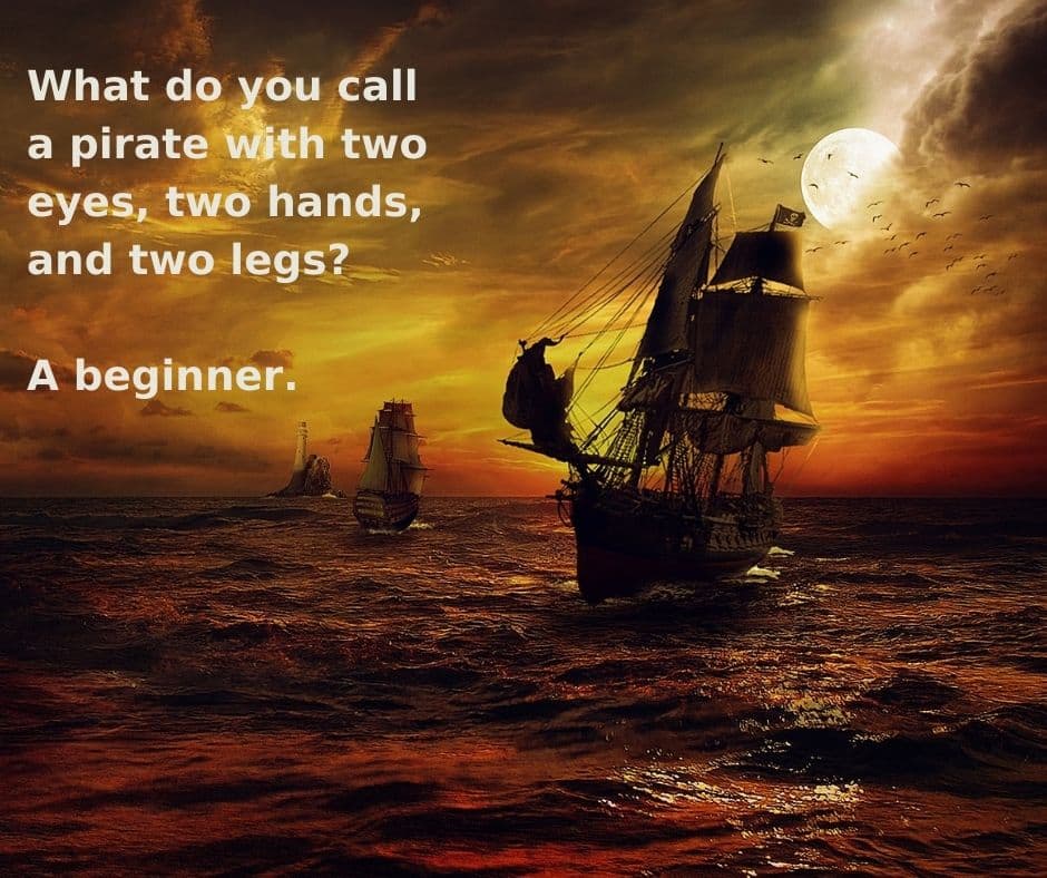 What do you call a pirate with two eyes, two hands, and two legs?

A beginner.